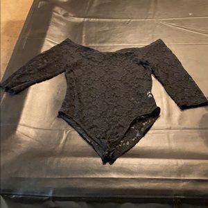 Lace see through off shoulder body suit